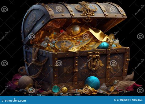 Treasure Chest Overflowing With Gold Coins Jewels And Other Precious
