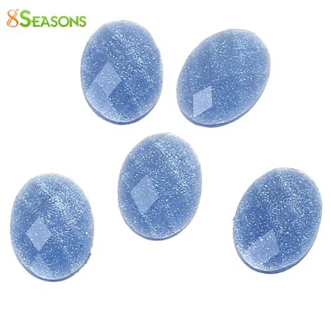 8seasons 100 Pcs Oval Glitter Faceted Resin Embellishments Dome