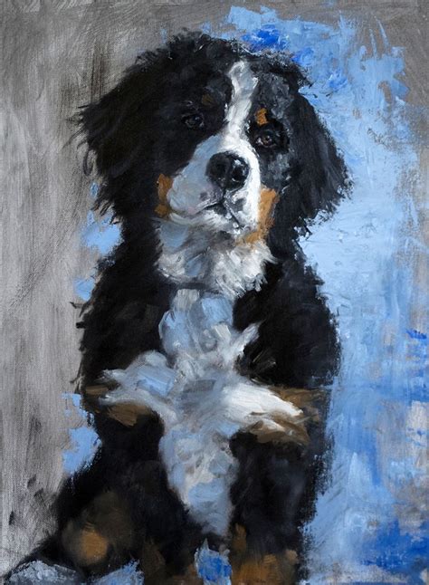 Bernese Mountain Dog Art Dog Portraits Painting Art Dog Paintings
