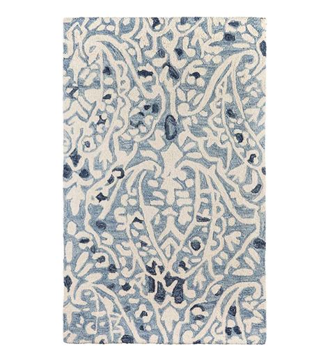 Indoor/Outdoor Rug Light Blue Patterned Rug - Cream | PlowHearth