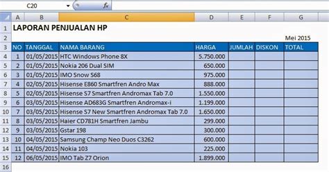 Download File Excel Laporan Penjualan Barang