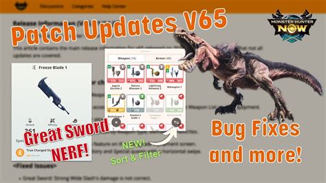 New QoL And Great Sword Updates Bug Fixes In Latest Release V65