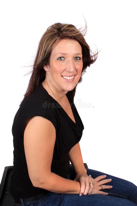 Mid Thirties White Woman Smiling To Camera In A Park Stock Image