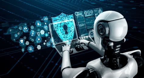 Ai Robot Using Cyber Security To Protect Information Privacy Stock