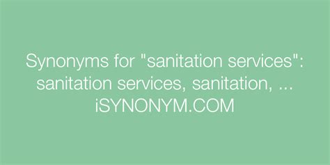 Synonyms For Sanitation Services Sanitation Services Synonyms Isynonymcom