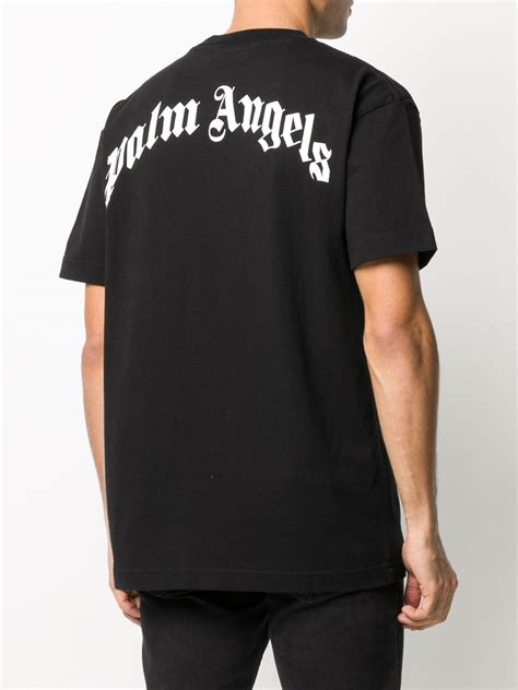 Palm Angels Logo Print Short Sleeve T Shirt In Black ModeSens