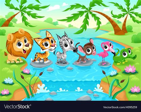 Funny Animals In The Jungle Vector Image On Vectorstock