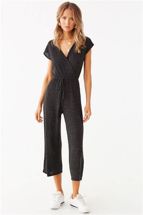 ribbed surplice culotte jumpsuit forever 21 culotte jumpsuit jumpsuit knit jumpsuit