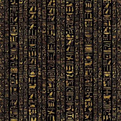 Egyptian Hieroglyphs Vintage Gold On Black Framed Art Print By