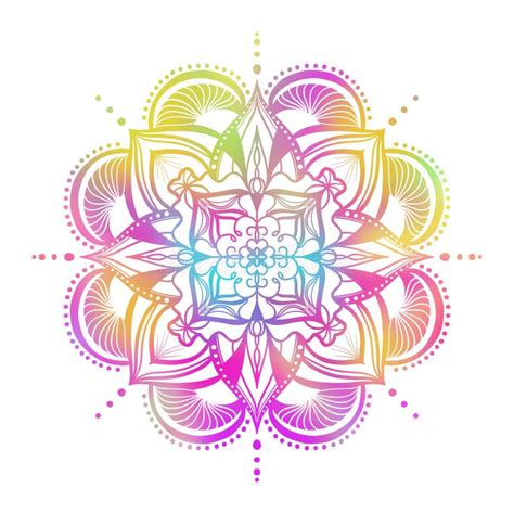 Colorful Mandala With Pink Purple Yellow Green And Blue Stock
