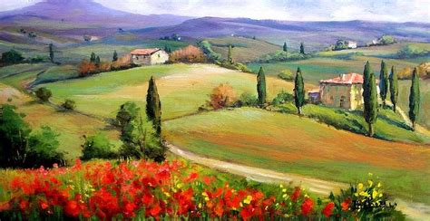 Tuscany Panorama By Bruno Chirici Tuscany Landscape Tuscan Art Oil