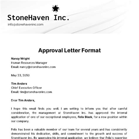 Free Approval Letter Templates And Examples Edit Online And Download