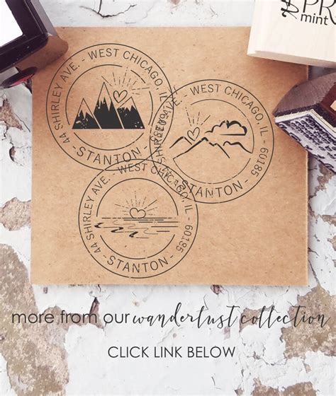 Mountain Address Stamp Custom Wanderlust Stamp Outdoors Etsy