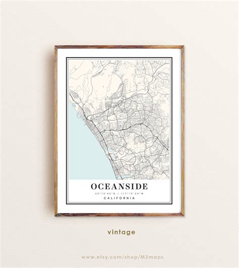 Oceanside California Map Oceanside Ca Map Oceanside City Etsy