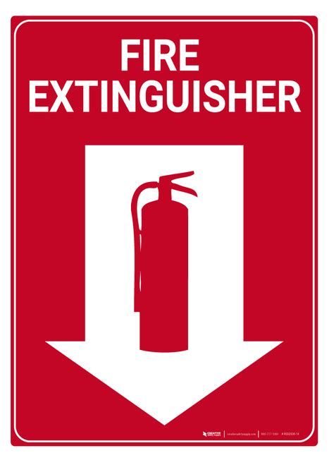 Fire Extinguisher Arrow Down Rack Mounted Sign In Fire Extinguisher Extinguisher