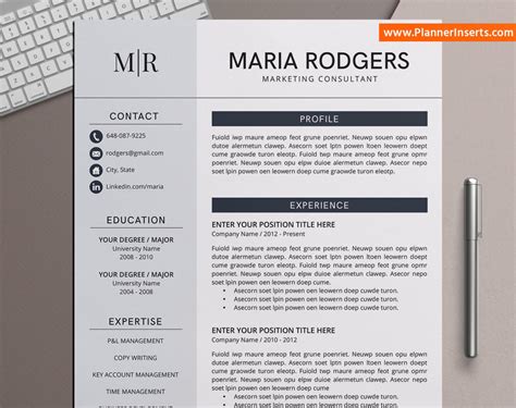 English teacher resume sample inspires you with ideas and examples of what do you put in the objective, skills, responsibilities and duties. Professional CV Template Word, Curriculum Vitae, Modern CV ...