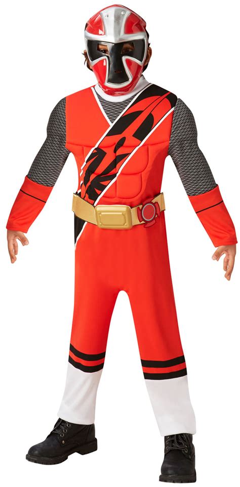 Deluxe Red Ninja Steel Power Rangers Boys Fancy Dress Superhero Childs