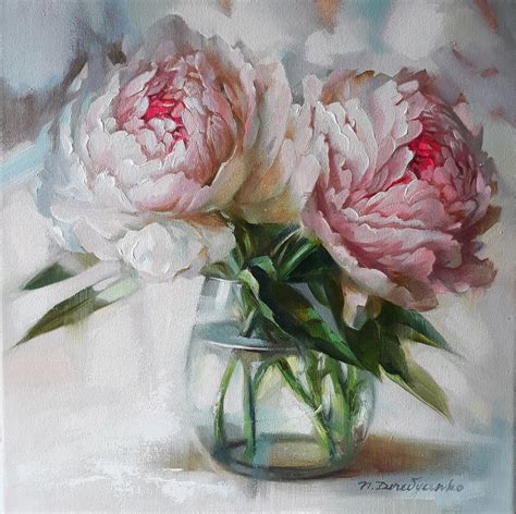 Peonies Oil Painting Canvas Original Art Floral Painting Print Etsy