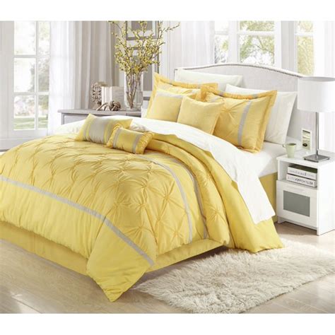 Vermont Yellow And Grey 12 Piece Embroidered Comforter Bed