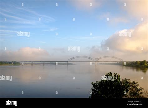 Morning Photo Of The Interstate 40 Bridge And Its Reflection On The