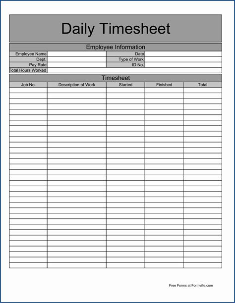 √ Free 4 Samples Of Daily Timesheet Template Excel Templateral