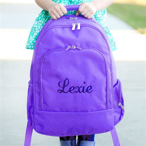 Personalized Backpack Bookbag Kids School Tote Bag Purple Default
