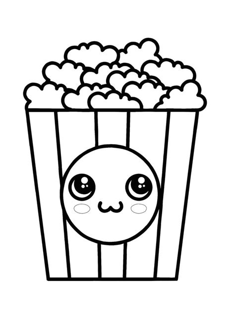 Kawaii Popcorn coloring page Free kids coloring pages, Pokemon