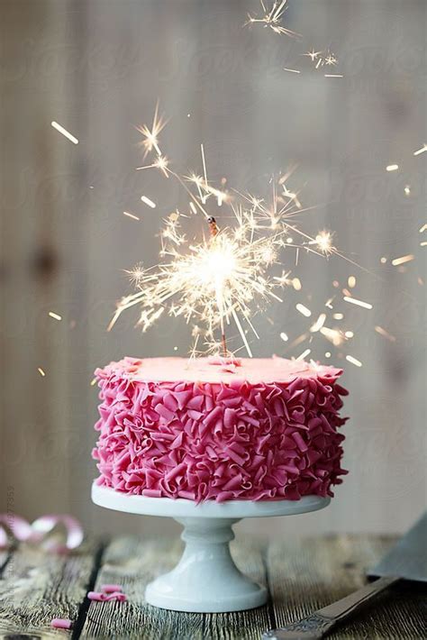 Pink Celebration Cake With Sparkler By Ruth Black Birthday Cake