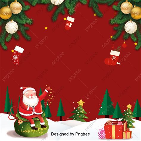 Red Retro Cute Christmas Design Background, Santa Claus ...