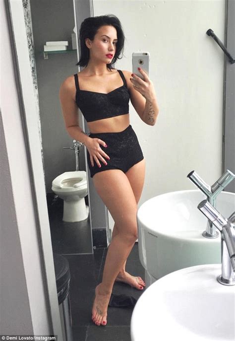 Demi Lovato Showcases Svelte Figure In Black Brassiere Without