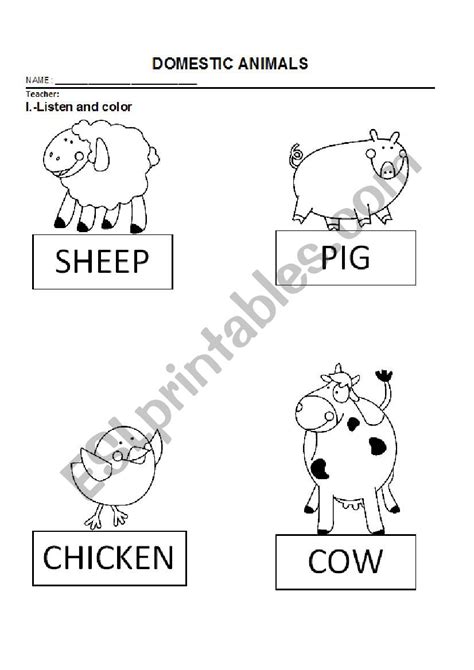 Farm Animals Following Directions Worksheet Provides Practice With 553