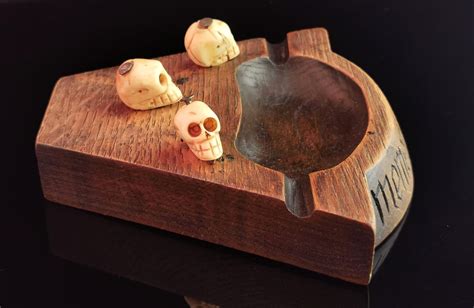 Antique Memento Mori Carved Bone Skull Ashtray