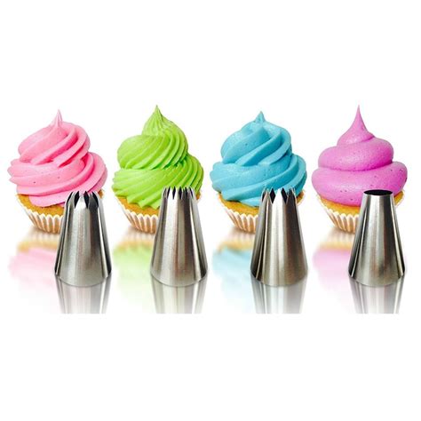 Classic Extra Large Stainless Steel Cake Cream Decorating Tips Set,Closed Star,Open Star,French ...