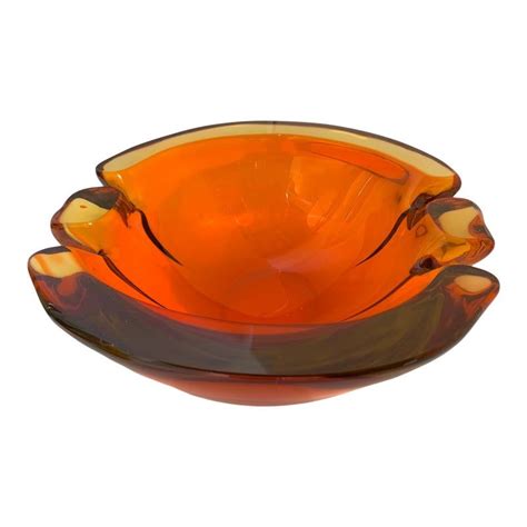 Vintage Orange Mid Century Modern Murano Glass Bowl Or Ashtray Murano Glass Midcentury Modern