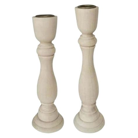 Pack Of 2 Pillar Candle Holders Vintage Candles Stands Taper Unfinished