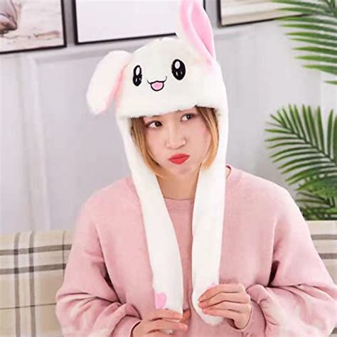 Ahnqiraj Cute Bunny Hat Ear Moving Jumping Hat Funny Animal Plush