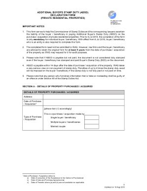 Fillable Online ADDITIONAL BUYER'S STAMP DUTY (ABSD) DECLARATION FORM