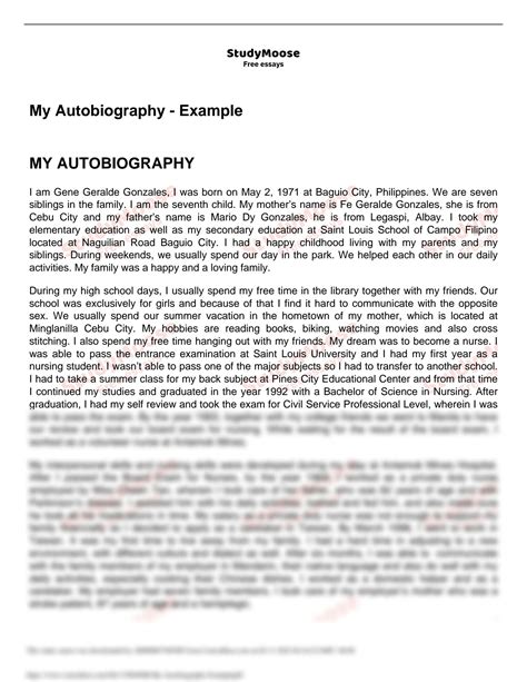 Solution My Autobiography Example Pdf Studypool