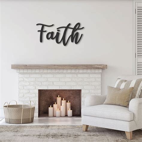 Dining Room Wall Art Faith Metal Word Faith Sign Cursive Word Wall Art