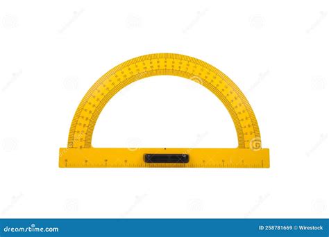 Yellow Protractor Ruler Isolated On White Background Stock Image