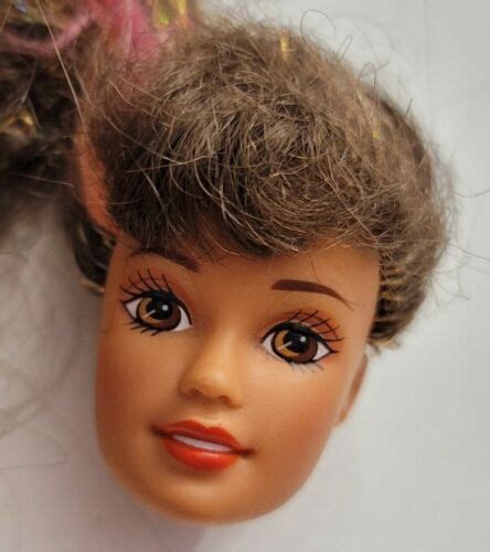 Barbie Doll Head Only For Replacement Or Ooak Teresa Hispanic Gold Tinsel Hair Ebay