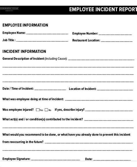 Restaurant Management Incident Report Form Employee Handbook Gambaran