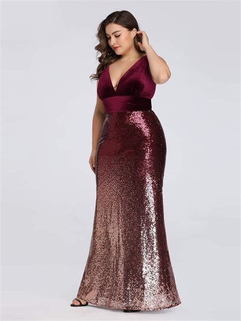 Sexy Plus Size V Neck Sequin Formal Evening Dress Artofit