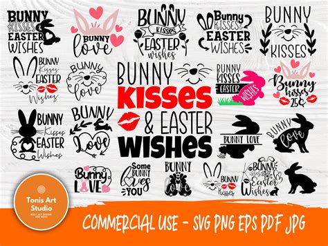 Bunny Kisses Easter Wishes Svg Bundle Graphic By Tonisartstudio