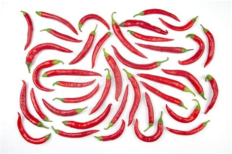 Red Hot Chili Peppers Over White Background Vitamin Vegetable Food
