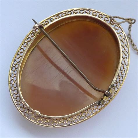 Antique Gold Cameo Brooch Shell Cameo Late Victorian 9ct Filigree