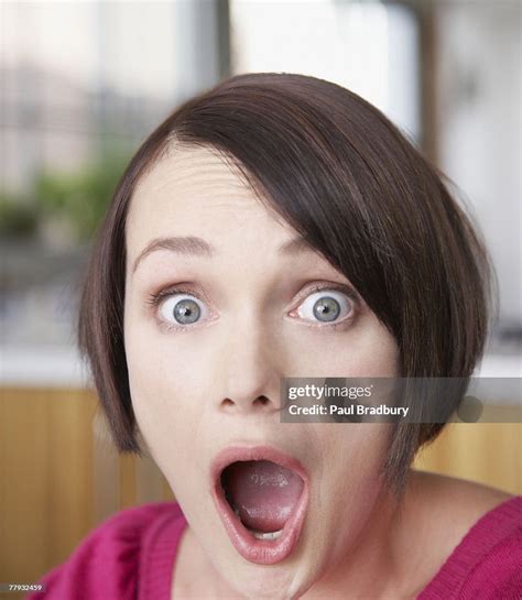 Woman Shocked With Mouth Open High Res Stock Photo Getty Images