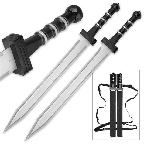 Gladiator Combat Deadly Twin Sword Set With Nylon Double Sheath