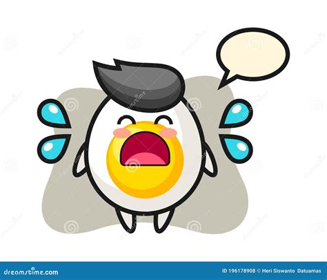 Boiled Egg Cartoon Illustration With Crying Gesture Stock Vector