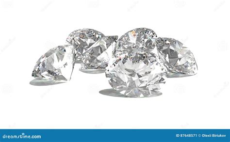 Diamonds Isolated On White 3d Rendering Model Stock Illustration